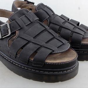 Skechers Mens Black Leather Fisherman Sandal